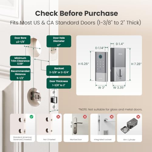 DESLOC Fingerprint Smart Lock with Handle, 16 Month Last, Built-in WiFi