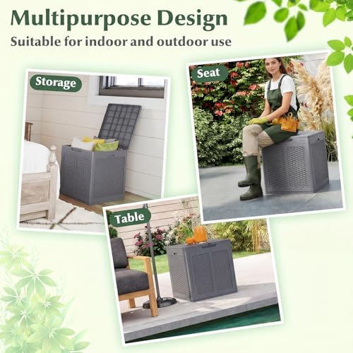 Tangkula 39 Gallon Outdoor Storage Box with Lockable Lid