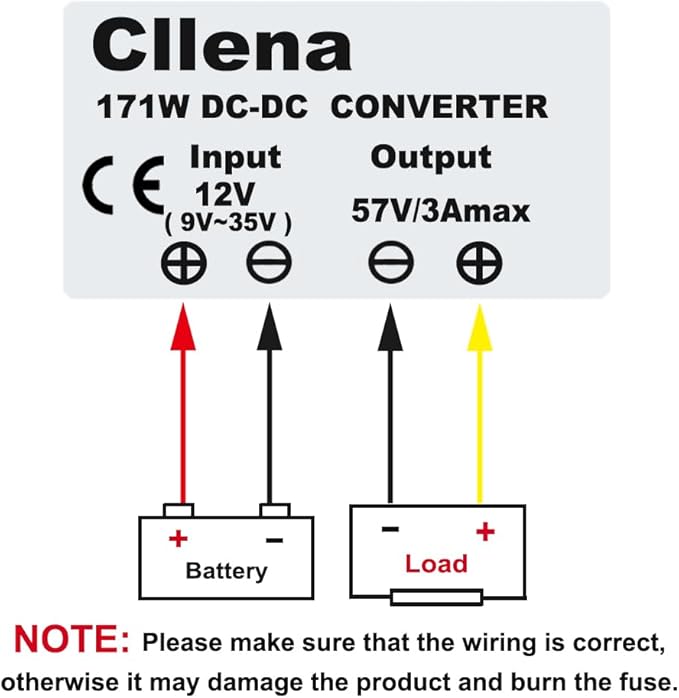 Cllena DC12V Step Up to 57V 3A 171W Booster Converter Power Supply Voltage