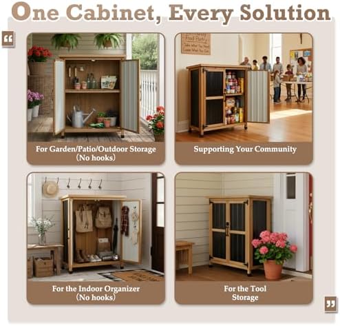 PetsCosset Small Outdoor Storage Cabinet Weatherproof with Lockable Doors