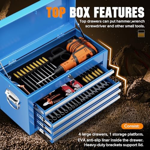 Oakcloud Heavy-Duty 5-Drawer Rolling Tool Chest & Cabinet Combo with Black Liner – Lockable Steel Garage Tool Box on Wheels – Detachable Top Toolbox & Bottom Storage Cart with Side Hooks