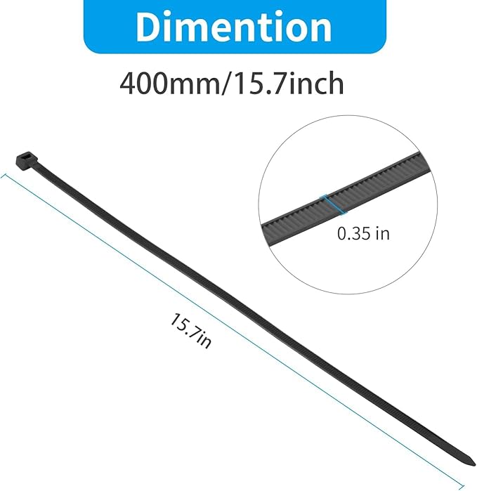 XINGO 16 Inch Black Large Zip Ties Heavy Duty 500 Pack, 200 LBS Ultra Strong