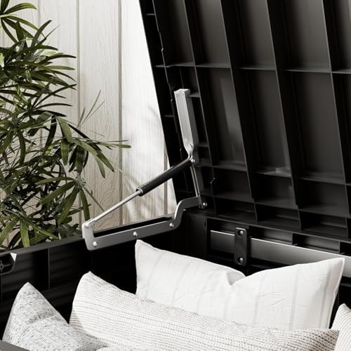 151 Gal Deck Box, Outdoor Storage Box Waterproof Lockable, Gas Lift,Black