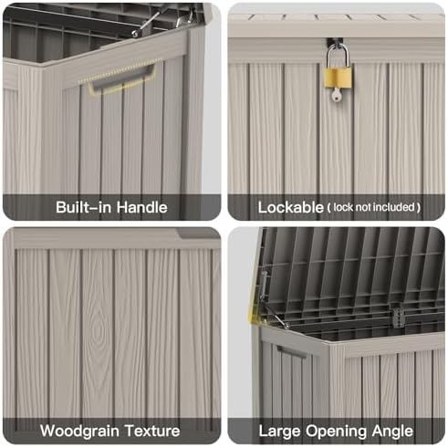 Mars Villa Deck Box, Outdoor Storage Box Waterproof, 120 Gallon, Grey