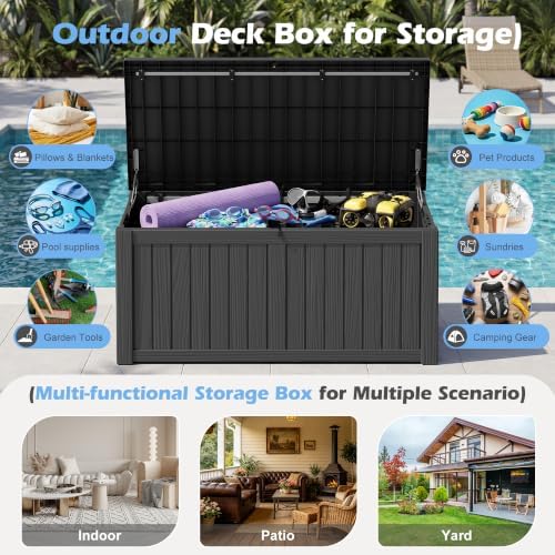 Outdoor Storage Box Waterproof, 155 Gallon Deck Box For Patio Storage
