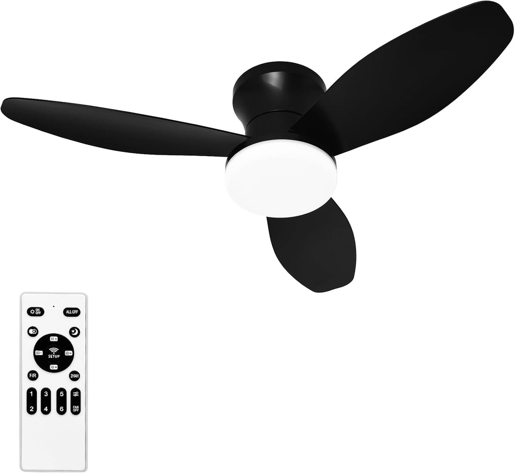 Glowall Small Ceiling Fan with Lights and Remote, 32 Inch Flush Mount, Small