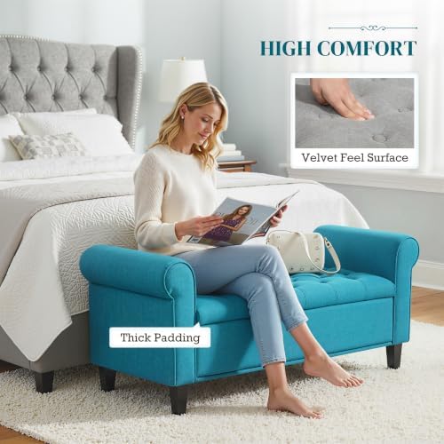 HOMCOM Storage Ottoman Bench 50" with Lift Top Lid, Teal