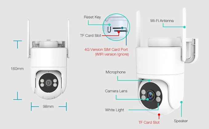 6MP TUYA Security Camera Outdoor, 2.4G/5G WiFi Cameras