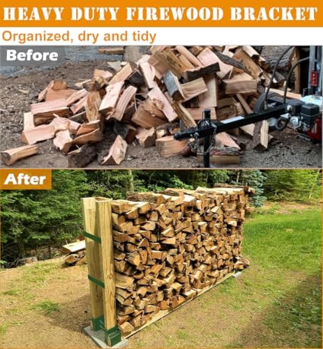 Outdoor Firewood Brackets Fire Wood Rack for 2x4 lumber, Green