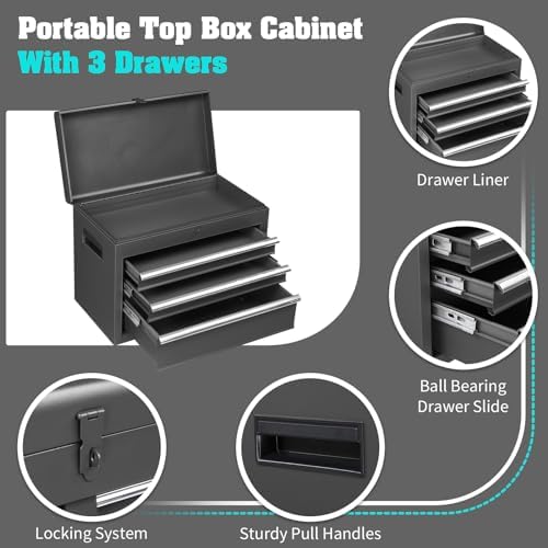 Winado 4-Drawer Rolling Tool Chest, 2-in-1 Large Storage Toolbox, Black