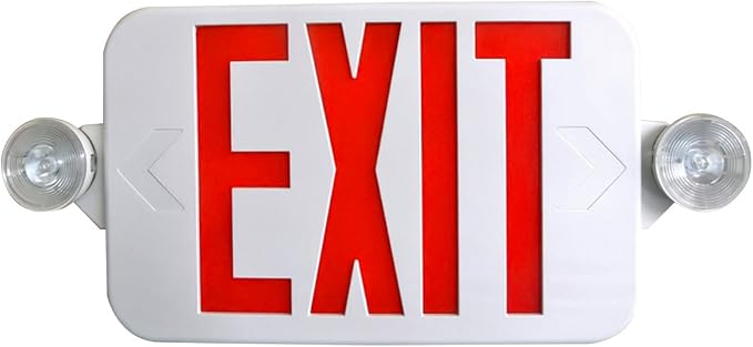 2 Pack Supreme LED All LED Decorative Red White Exit Sign & Emergency Light