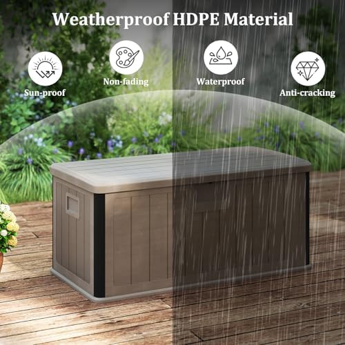 Tangkula 100 Gallon Waterproof Outdoor Storage Box