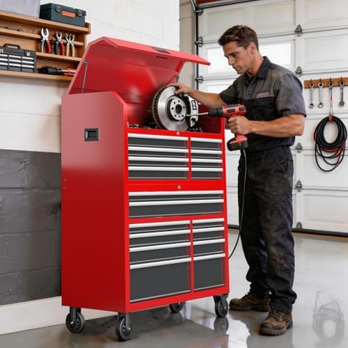 AIRAJ 18-Drawer Rolling Tool Chest Combo,60" Mobile Garage Tool Cabinet