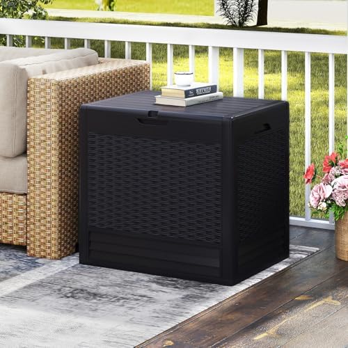 Tangkula 25 Gallon Waterproof Outdoor Storage Box with Lockable Lid