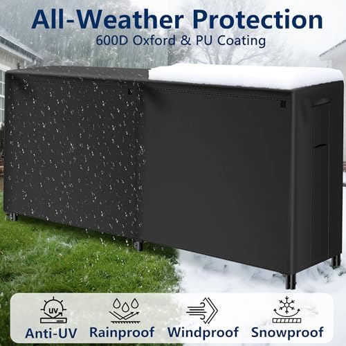 AMAGABELI GARDEN & HOME 8ft Firewood Cover Waterproof Log Rack Cover Outdoor Wood Rack Cover Heavy Duty 600D Oxford Firewood Storage Cover Fire Wood Holder Cover Black