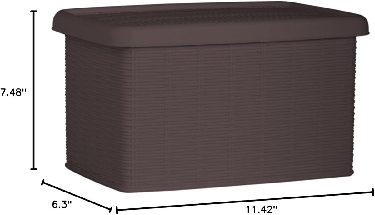 stefanplast "elegance storage box, mocha, 19 x 29, side view
