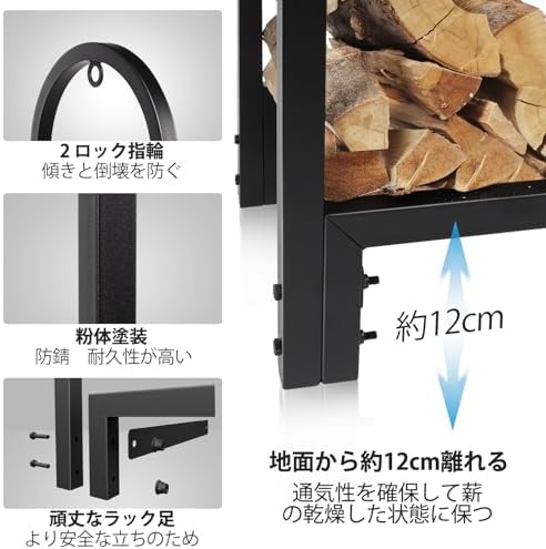 Walensee 4Ft Firewood Rack Holder for Fireplace, Heavy Duty Steel Wood Rack for Firewood Log Stand, Indoor/Outdoor Wood Storage