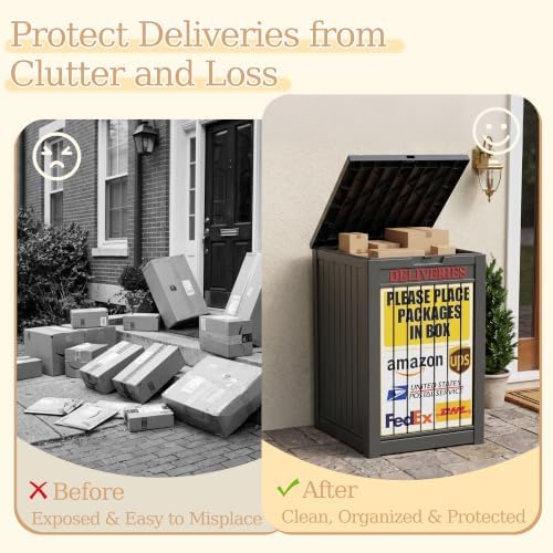 Package Delivery Boxes for Outside, 90 Gallon Outdoor Storage Box