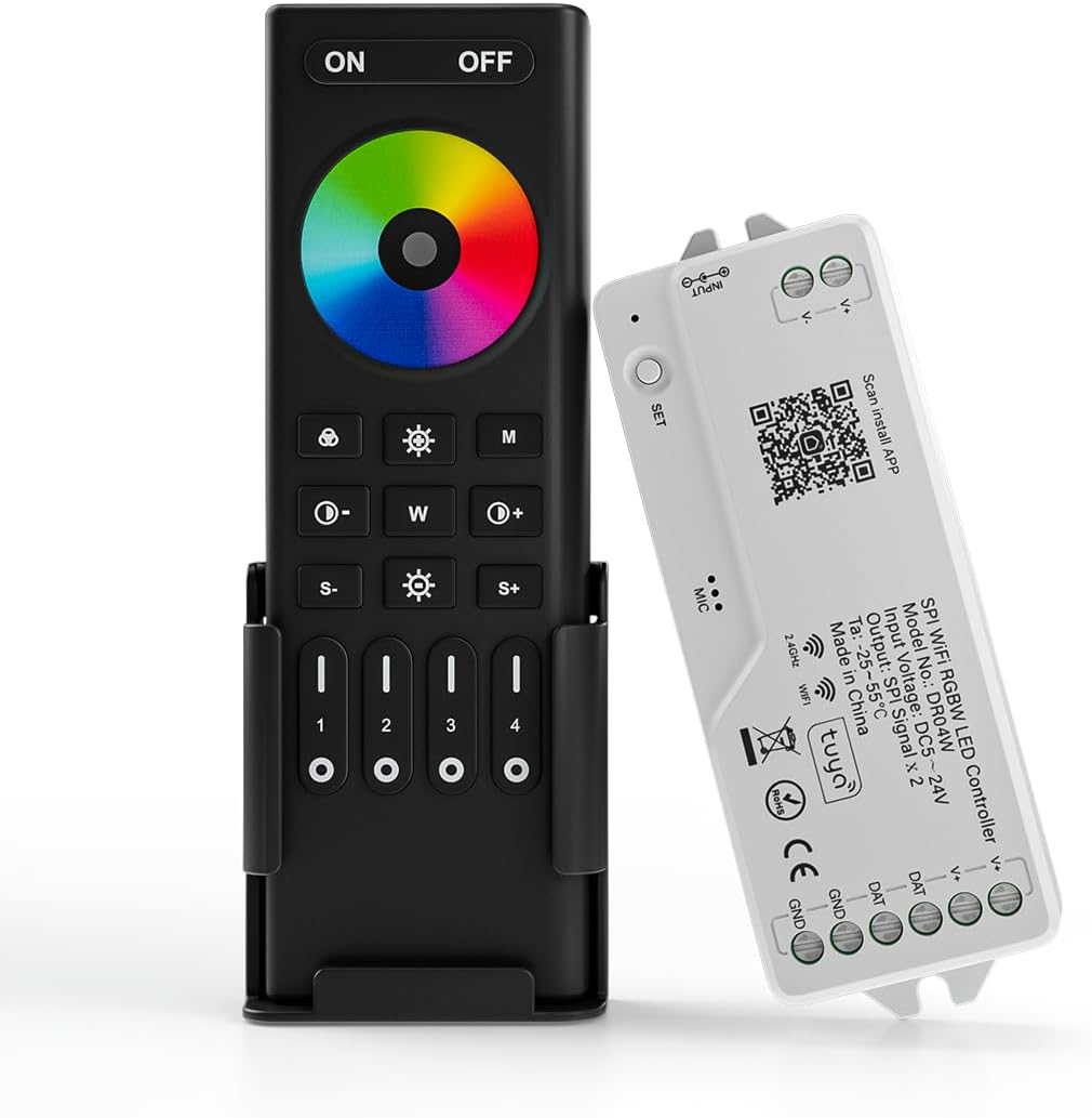 BTF-LIGHTING 2.4G WiFi DR04W SPI RGBW Controller RC03RF RF Remote Tuya