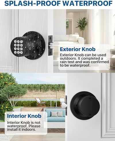HIDALIFE Door Knob with Keypad, Door Knob with Lock, Keyless Entry Door Lock with Code for Front Door Garage Home Apartment, Matte Black