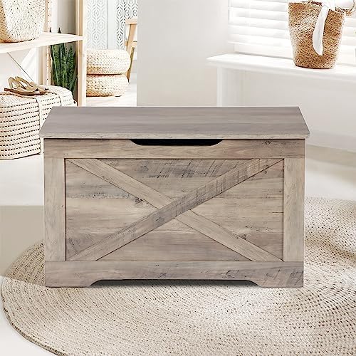 Timberer 31.5" Storage Chest, Wooden Storage Bench, Entryway Shoes Bench
