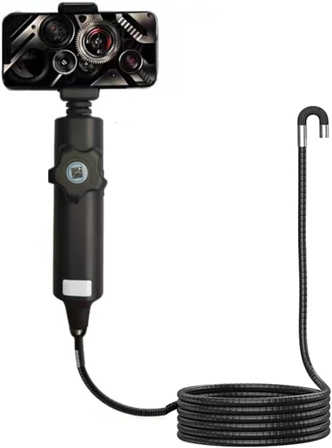 Articulating Borescope Inspection Camera, 0.24in,180° Rotatable Head, 1M/3.28FT, IP67 Waterproof, 6 LED Lights, Android iOS Compatible