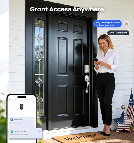 Veise VE017 Fingerprint Smart Door Lock with App Control, Satin Nickel