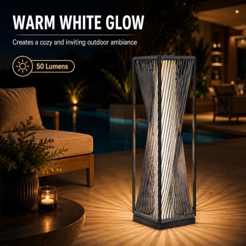 solar yard outdoor solar floor lamp resin wicker, close-up detail
