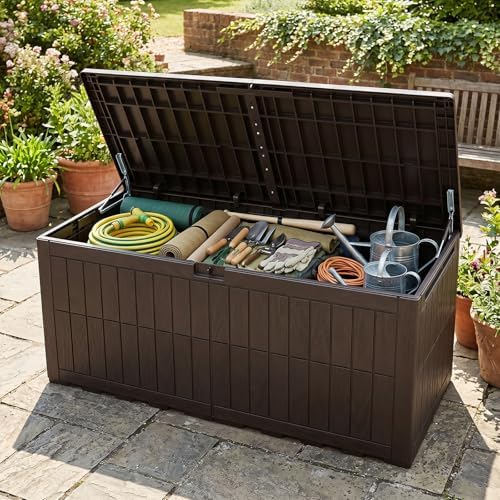 Tangkula 180 Gallon Outdoor Storage Box with Lockable Lid