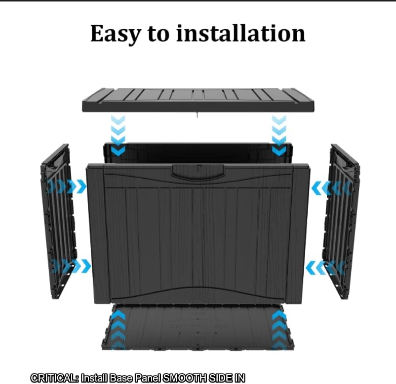 Outdoor Storage Box Small, Lockable 45 Gallon Deck Delivery Box Waterproof, Resin Patio Storage Bin for Pool Accessories Cushion Furniture, Garden Tools, UV-Resistant Outside Black