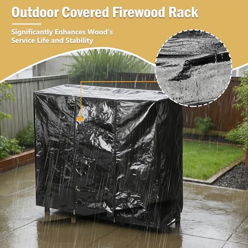 facka 4FT Firewood Rack Outdoor with Cover, Metal Wood Rack