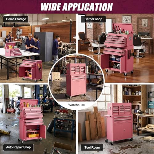 10-Drawer Rolling Tool Chest with wheels, Lockable 2-in-1 Tool Box