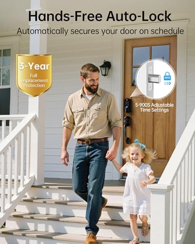 Built-in WiFi Smart Lock with Handle Set, Keyless Entry Front Door Lock Set