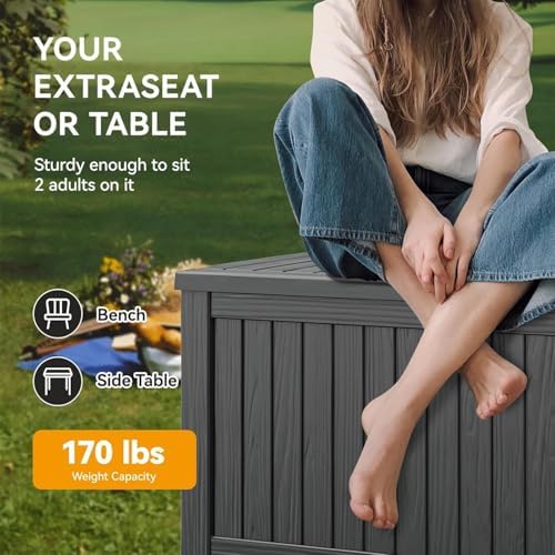 180 Gallon Outdoor Storage Box Waterproof Deck Box Patio Storage