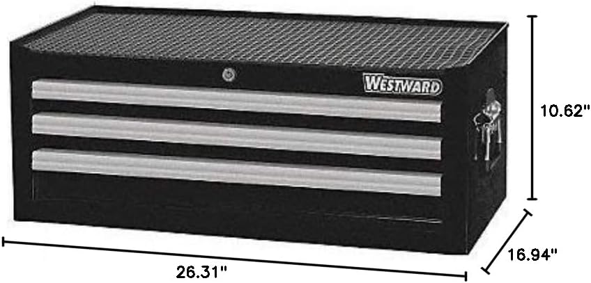 26-5/16"w intermediate chest 3 drawers, black, 16-15/16"d x shown in use