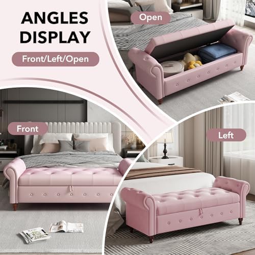 Storage Bench, End of Bed Bench with Pull Ring Design