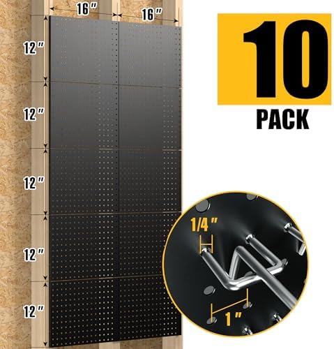 Spampur Peg Board, 10 Pack Metal Pegboard Panels, Pegboards Wall Organizer