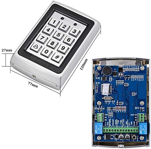 Door Access Control System Kit 125KHz RFID Keypad Metal Case + DC12V 3A Power Supply Controller + Door Exit Button + 10pcs Keyfobs (Without Lock)