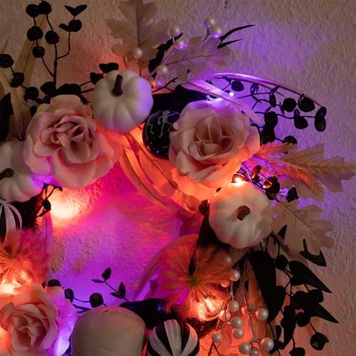 Valery Madelyn 18" Halloween Wreath for Front Door Decor with Lights
