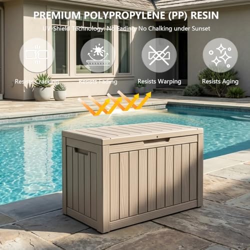 Outdoor Storage Box, 50 Gallon Waterproof Deck Box [Upgraded 3.0]