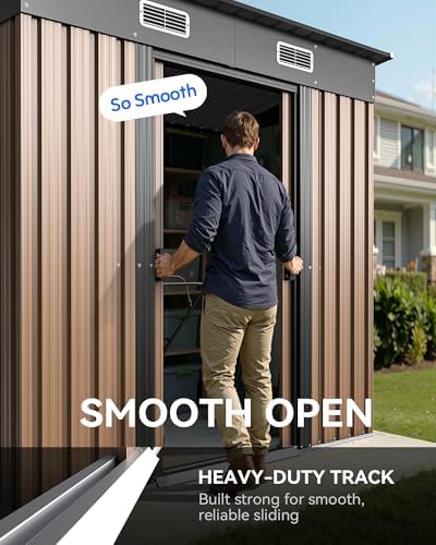 6x4FT Metal Outdoor Storage Shed with Lockable Sliding Door