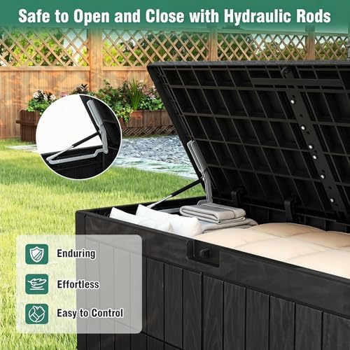 Tangkula 100 Gallon Outdoor Storage Box with Lockable Lid