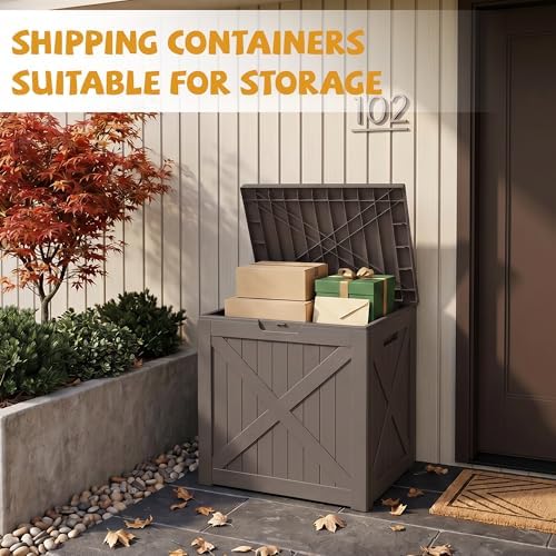 40 Gal Outdoor Storage Box Waterproof Lockable Deck Boxes Grey