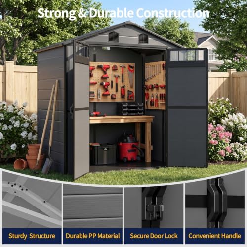 NORTHSKY 6 x 4.5 FT Outdoor Plastic Storage Shed with Floor