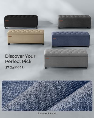 SONGMICS Storage Ottoman Bench, Foot Rest with Legs, Load up to 661.4 lb