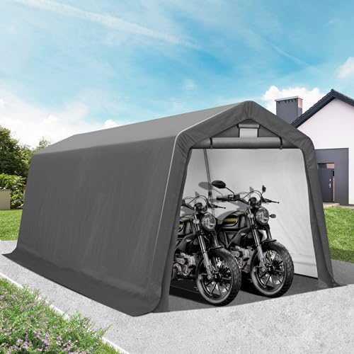 GARTOO 8' x 14' Outdoor Storage Shelter Shed, Gray