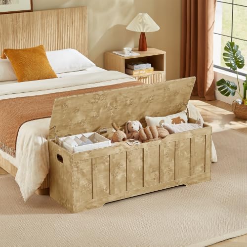 VANKILEY 51.2" Storage Chest Extra Large,Wooden Storage Bench(Rustic Gold)