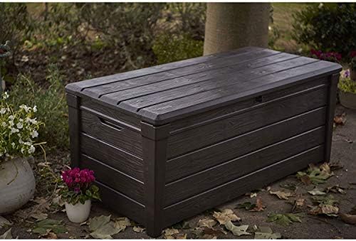 Keter Brightwood Waterproof Outdoor Storage Deck Box, 120 Gallon, Brown