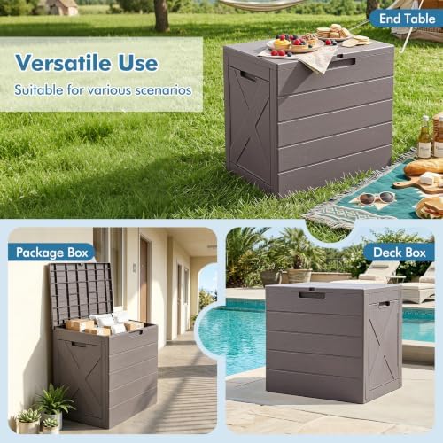 Tangkula 25 Gallon Outdoor Storage Box with Lockable Lid