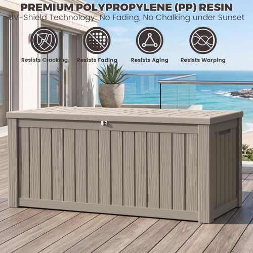 Outdoor Storage Box,150 Gallon Waterproof Deck Box [Upgraded 3.0]